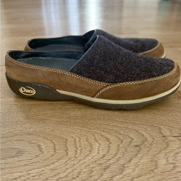 Chaco Quinn Charcoal Wool Leather Slip On Mules Shoes Womens 8.5 - Picture 5 of 8